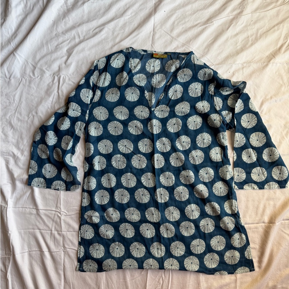 Blue and White Sea Anemone Patterned Tunic